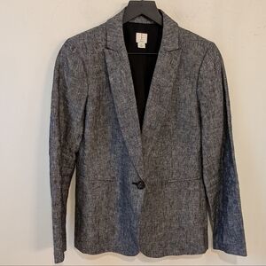 J. Crew Factory Women's One Button Linen Blazer Black Size 6